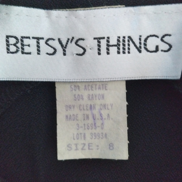 VINTAGE Betsy's Things Black Sleeveless Sheath Dress with Satin Trim - Picture 10 of 12